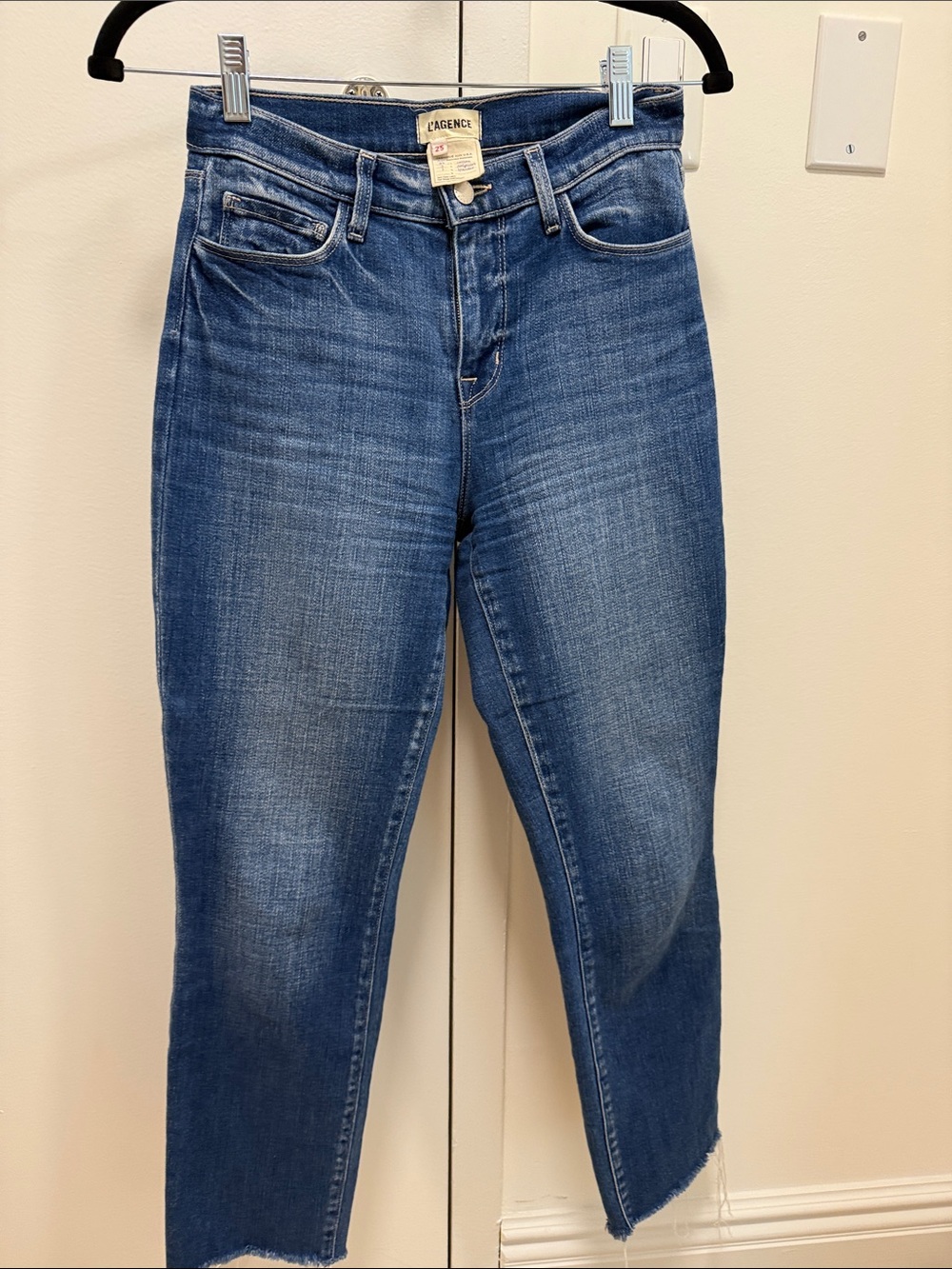 L'AGENCE Medium Blue Straight Leg Jeans